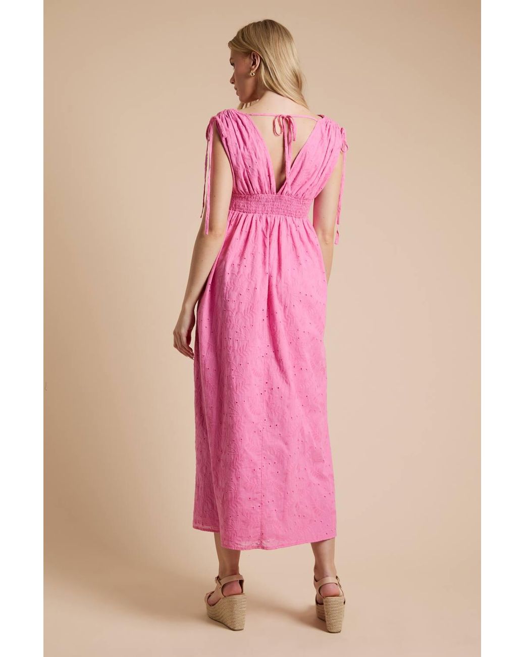 Dorothy Perkins Pink Drawstring Shirred Bodice Midi Dress