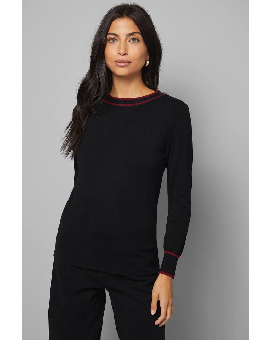 Wallis Black Zip Back Crew Knitted Jumper
