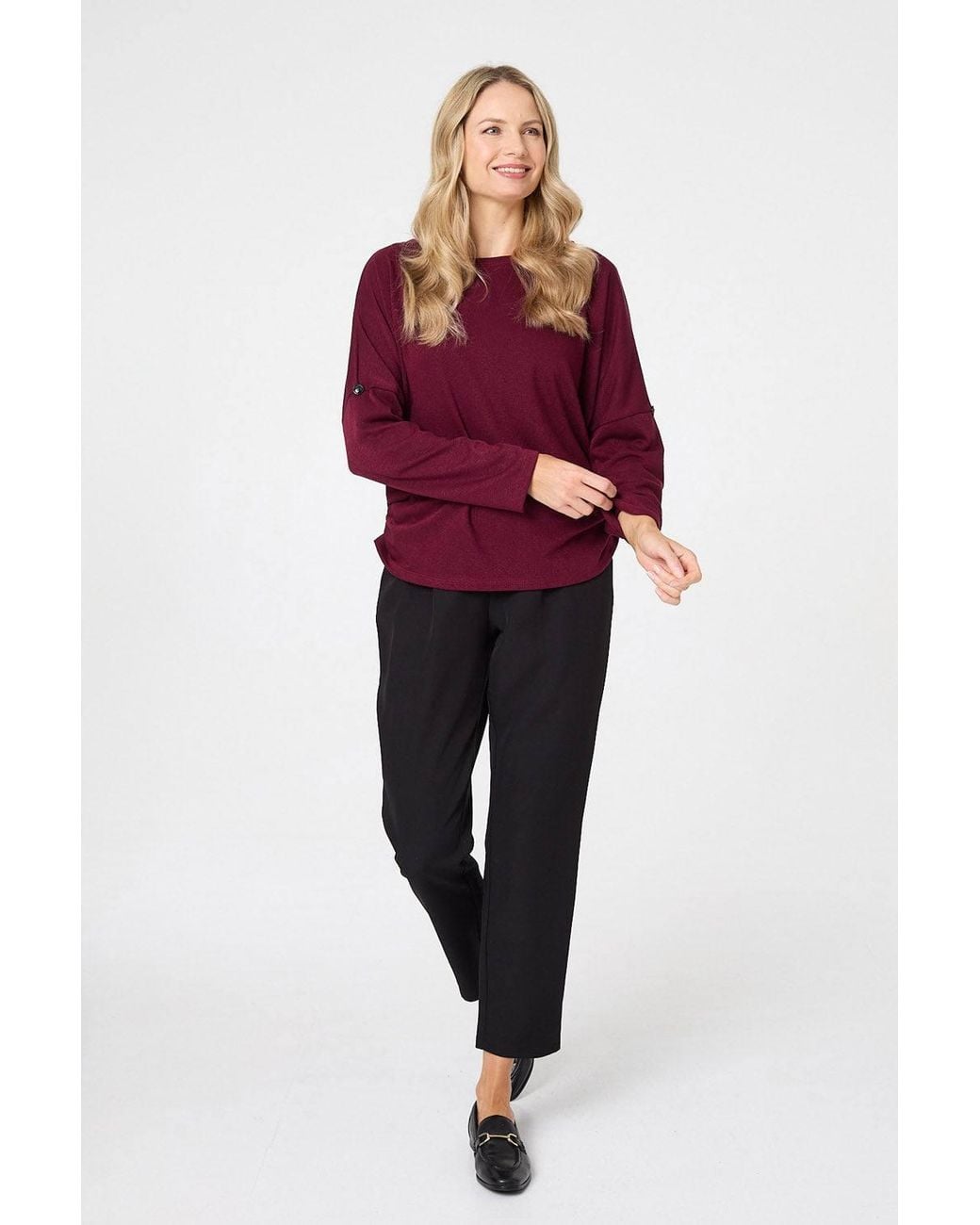 Izabel London Red Relaxed Batwing Sleeve Slouchy Jumper