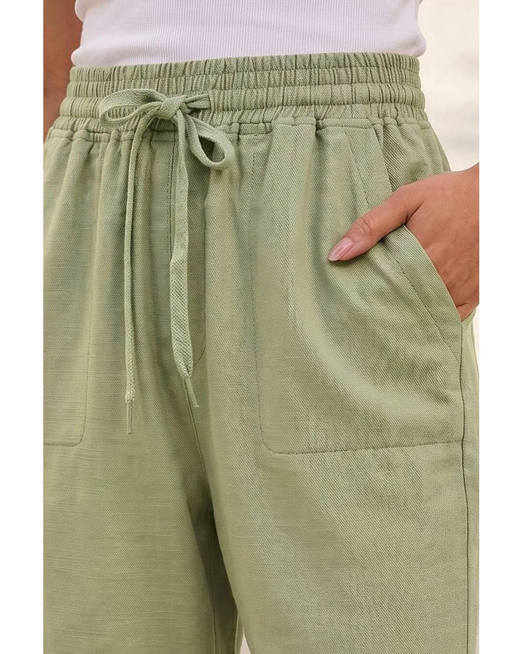 Roman Green Petite Elasticated Waist Trouser