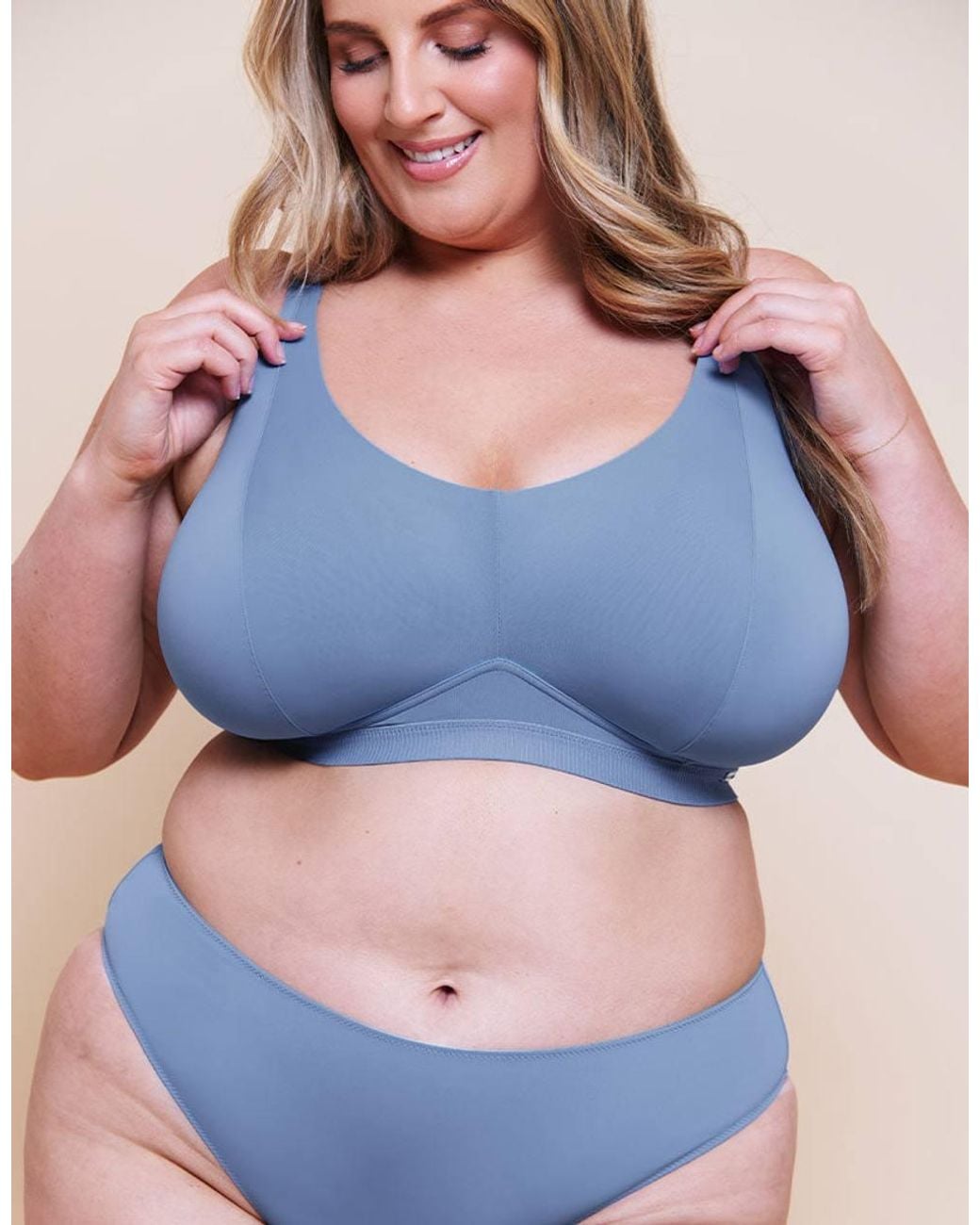 Curvy Kate Blue Zen Non-Wired Bralette Plunge Neckline Dual Cup