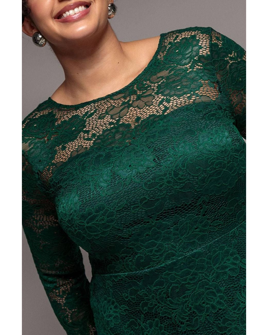 Goddiva Green Scalloped Lace A Line Maxi Dress