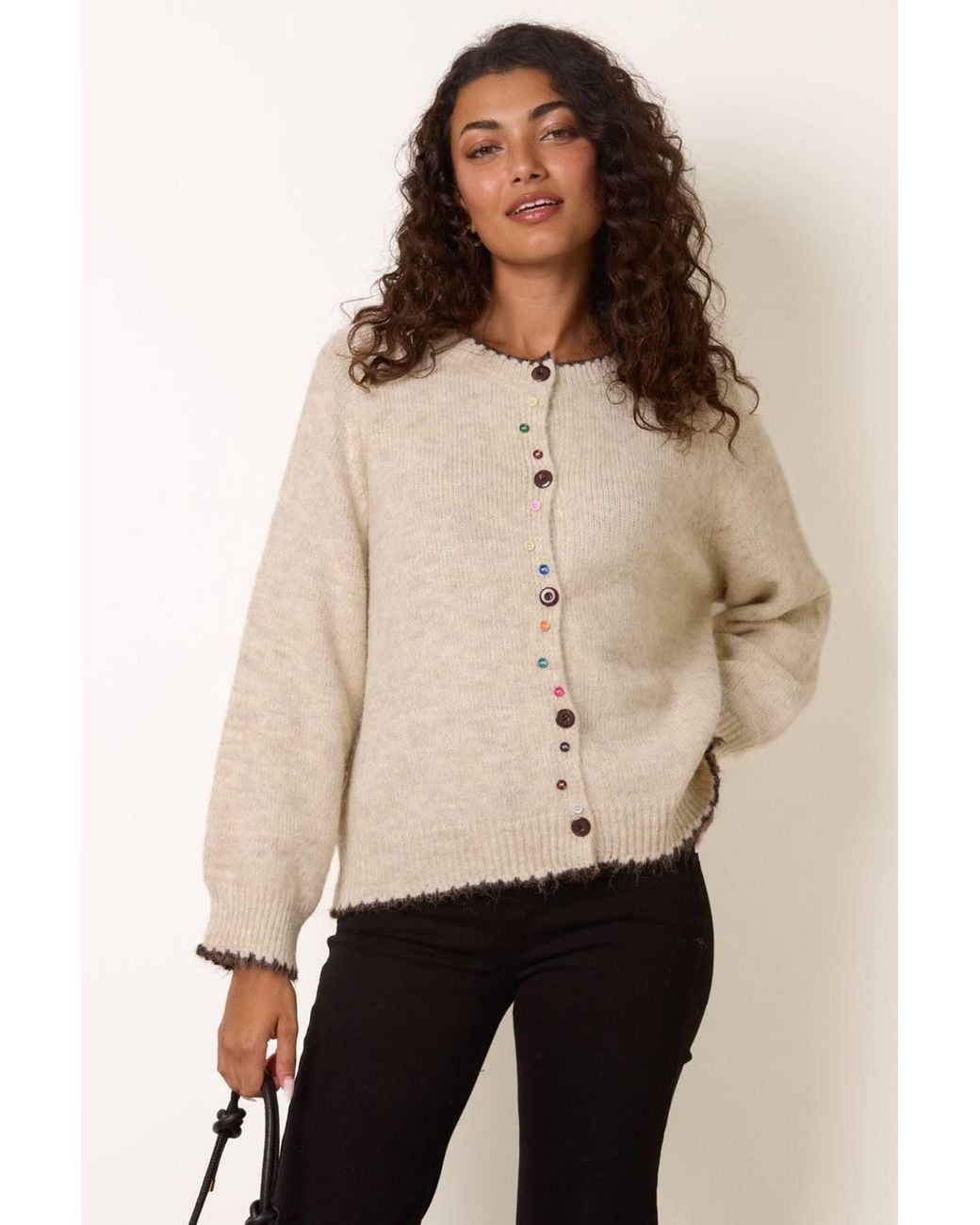 Blue Vanilla Natural Long Sleeve Round Neck Cardigan