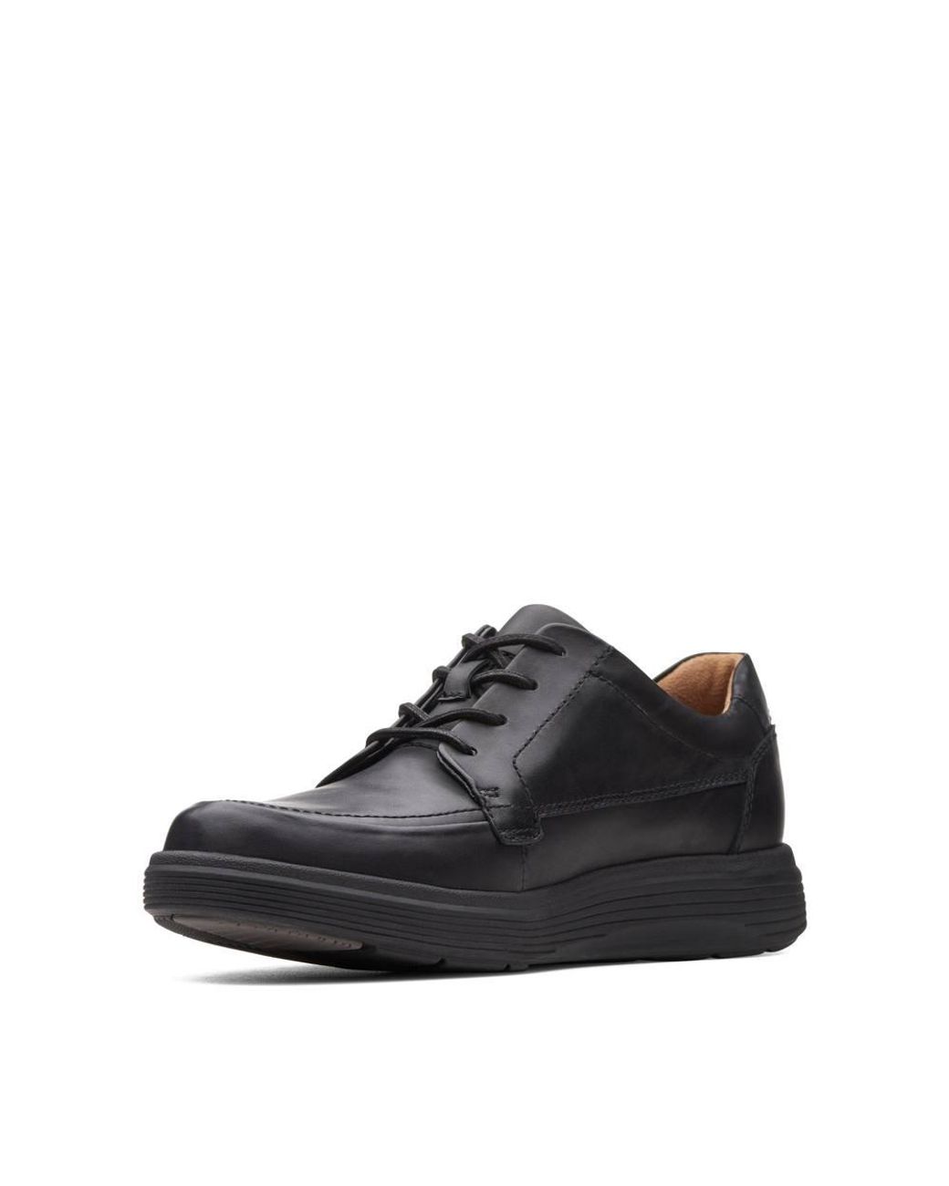 Clarks Black Un Abode Ease Leather Derby Shoes, Lace Up for men