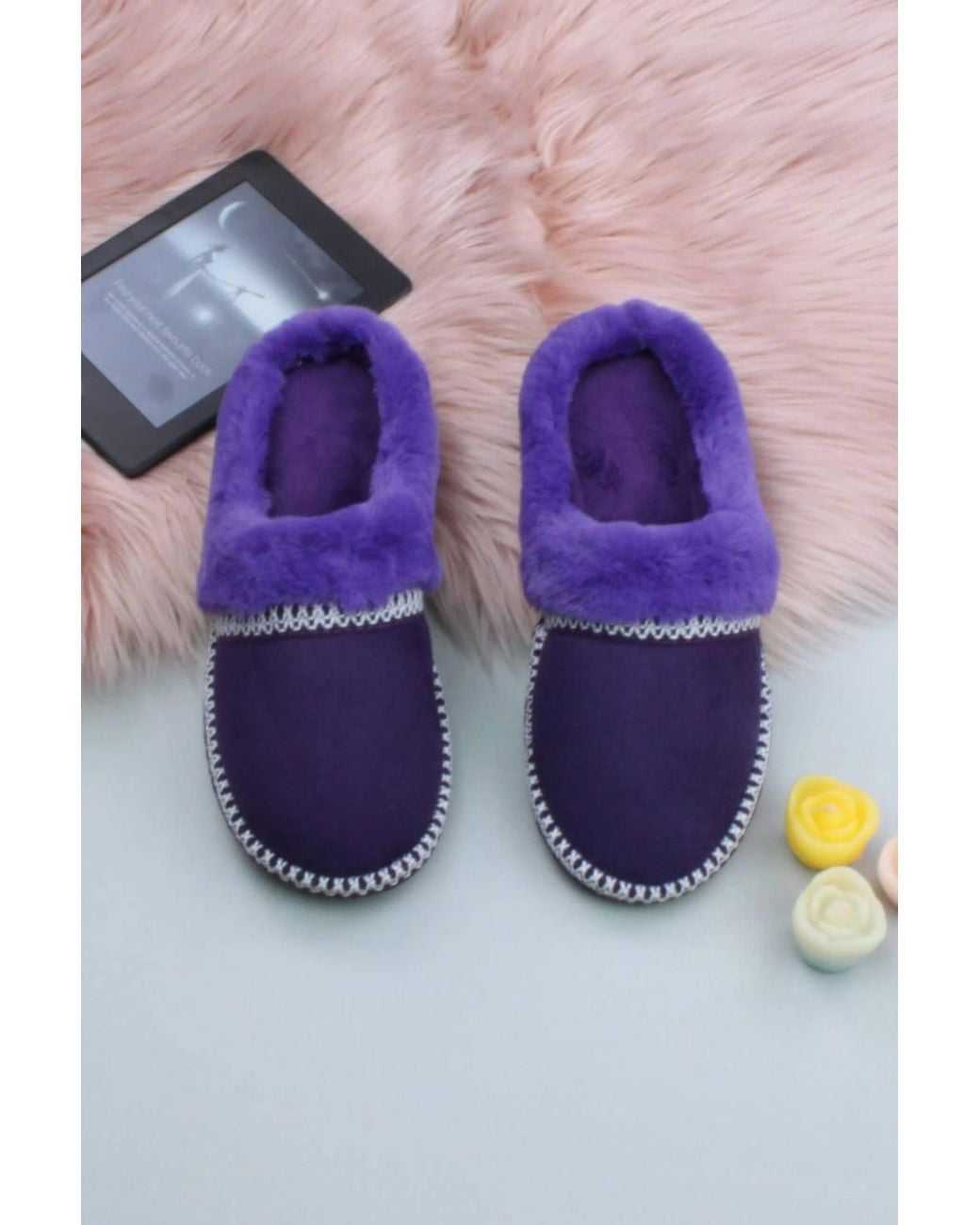 AJVANI Purple Flat Heel Slippers