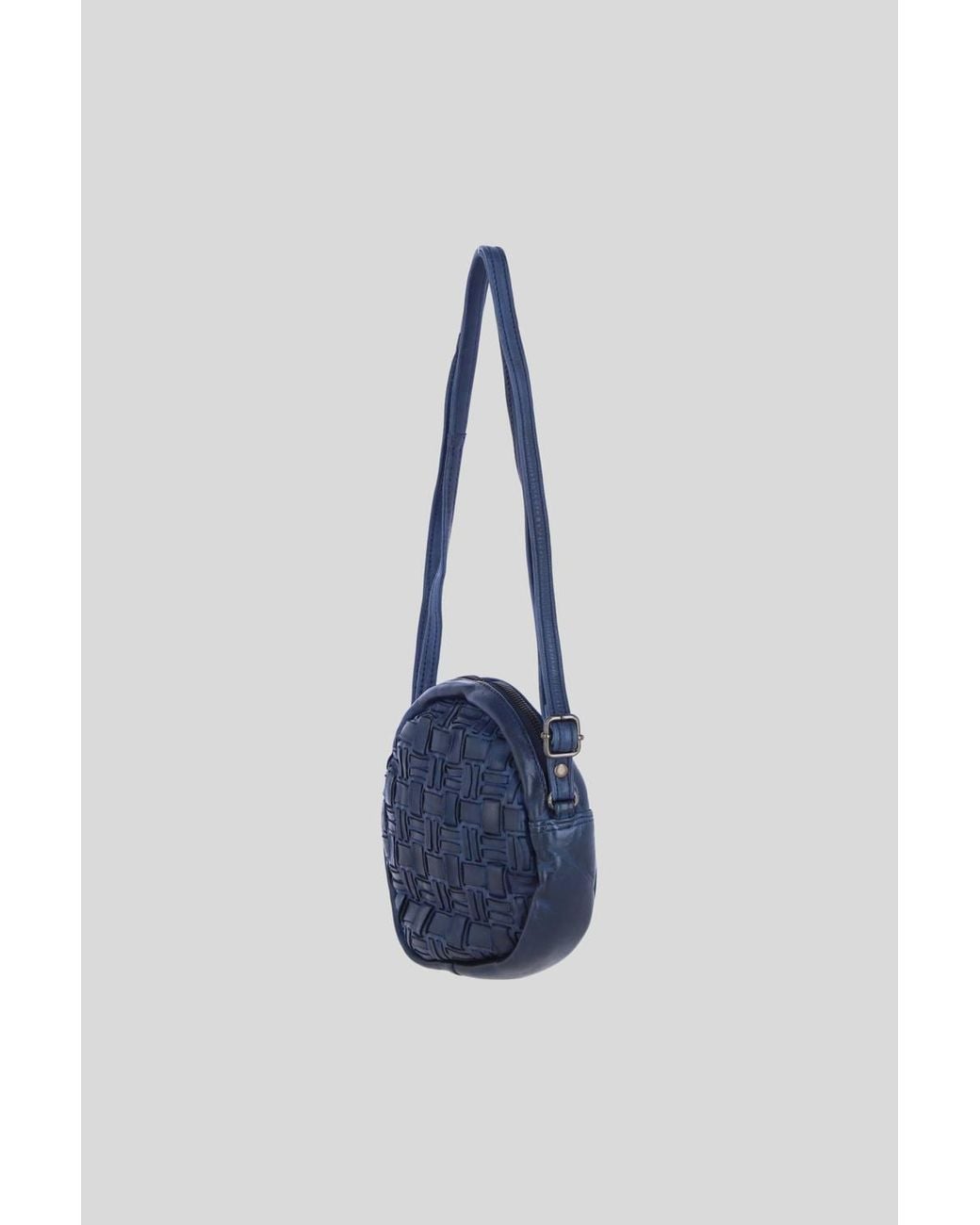Ashwood Leather Black Leather Round Woven Crossbody Bag W/ Adjustable Strap