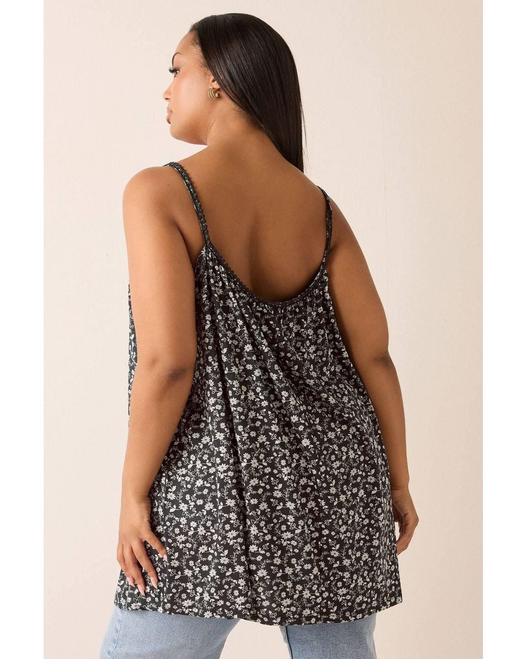Yours Black Floral Tie Vest Top