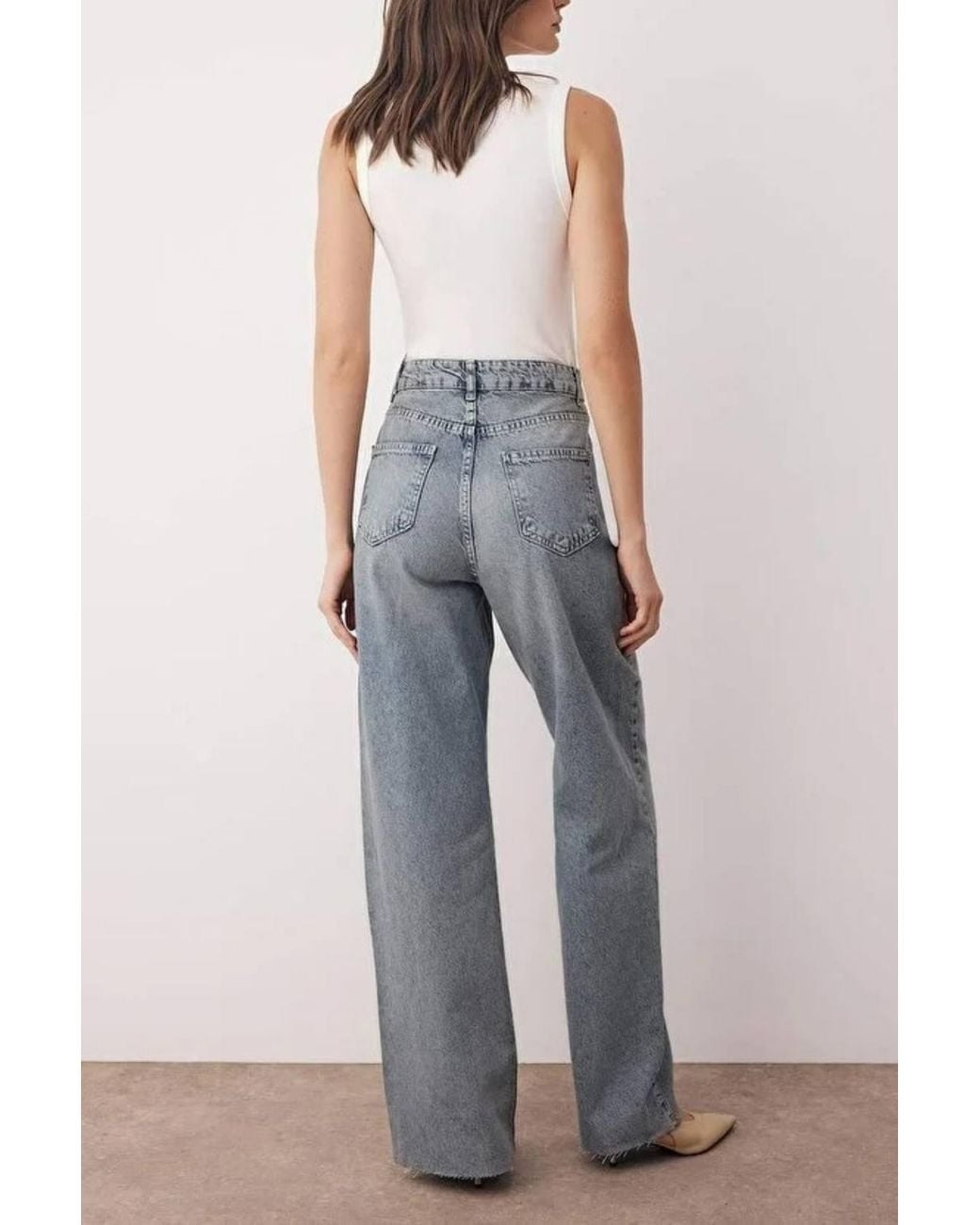 WOVCOR Blue High Waist Wide Leg Jeans