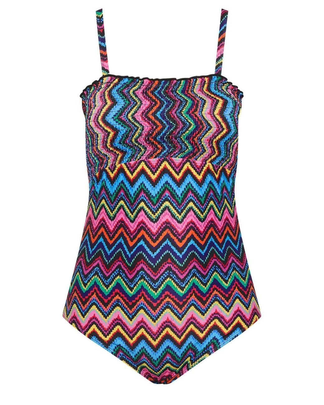 Yours Blue Chevron Shirred Bandeau Swimsuit