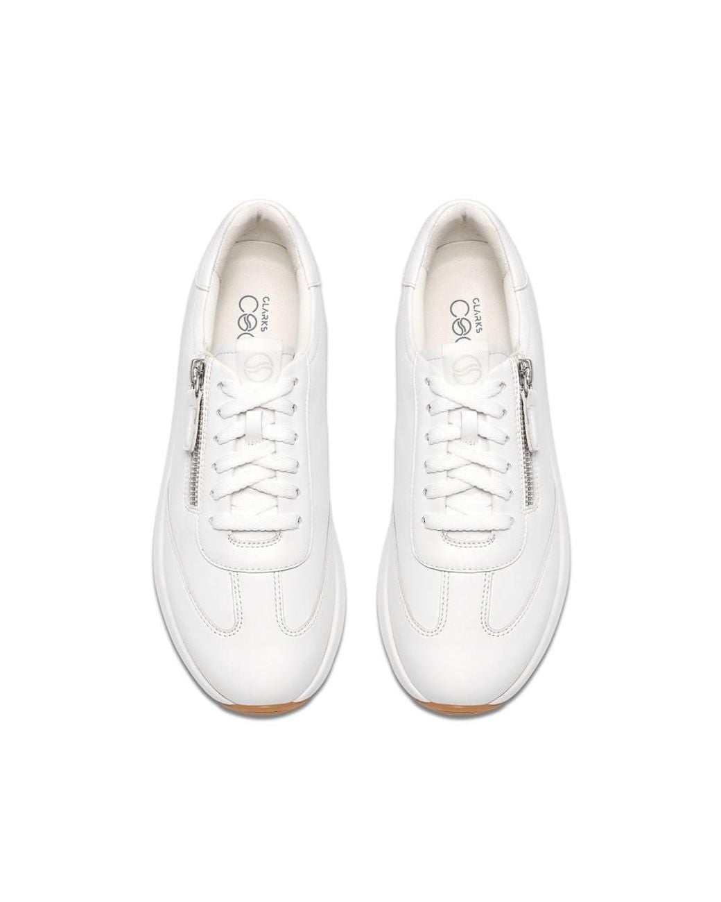 Clarks White Code R Run Leather Trainers, Lace Up