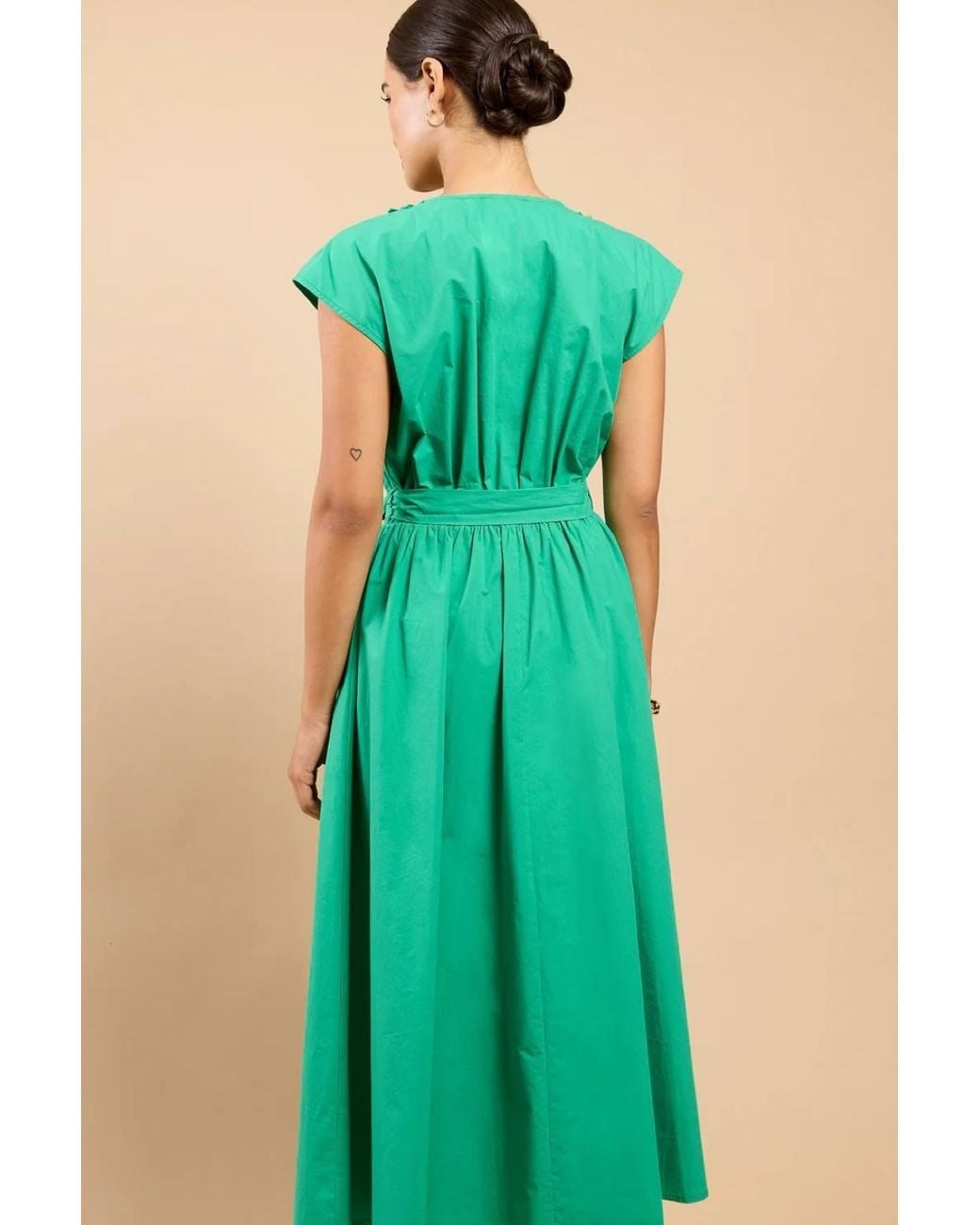 Little Mistress Green Frill Detail Midaxi Dress