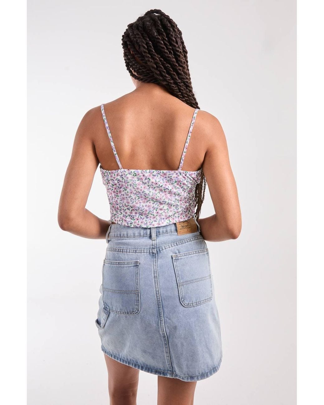 Pink Vanilla White Ditsy Print Butterfly Cami Top