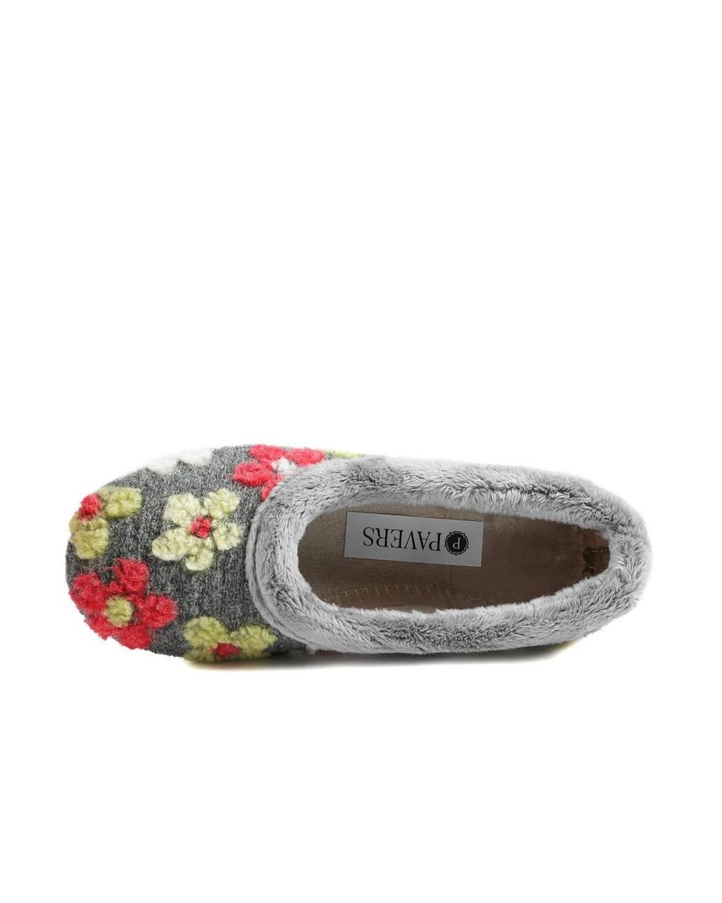 Pavers Gray Soft Floral Full Slippers