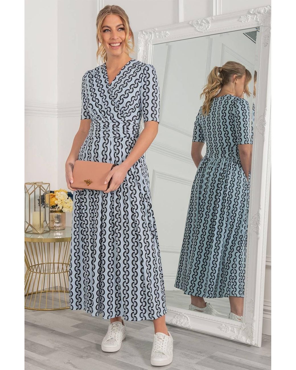 Jolie Moi Blue Genesis Wrap Front Maxi Dress