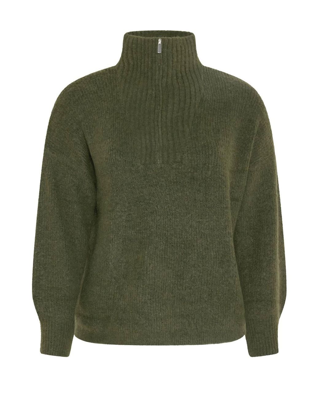 Yours Green Zip Neck Knitted Jumper