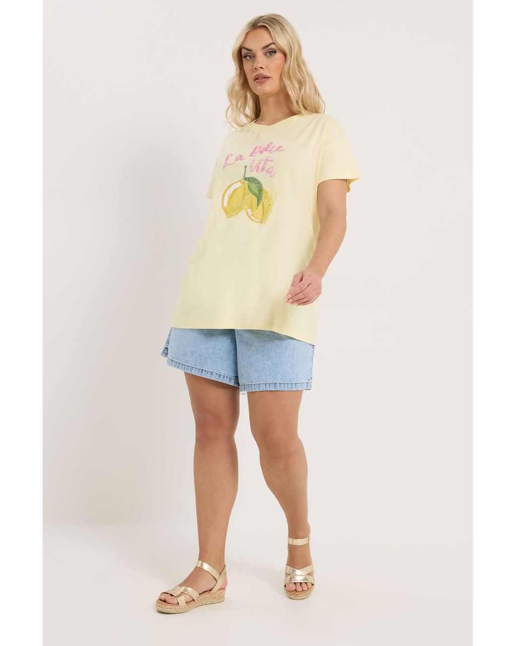 Yours Natural Beaded Lemon Graphic T-Shirt