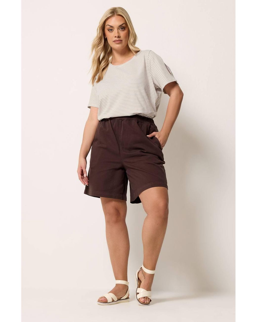 Yours Natural Stripe Swing T-Shirt