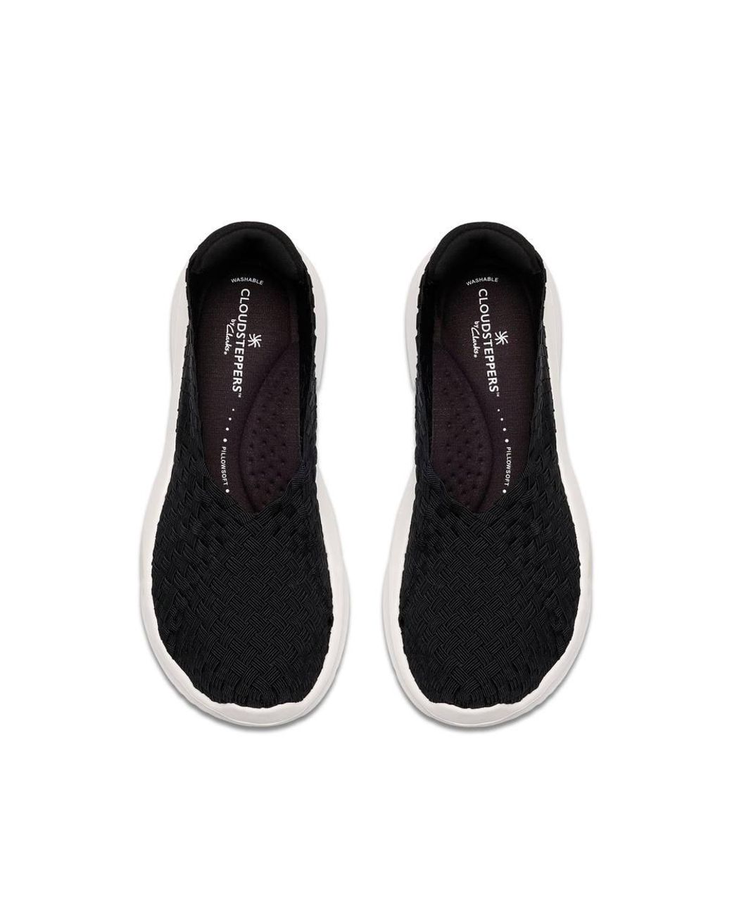 Clarks Black Solevana Weave Slip Ons