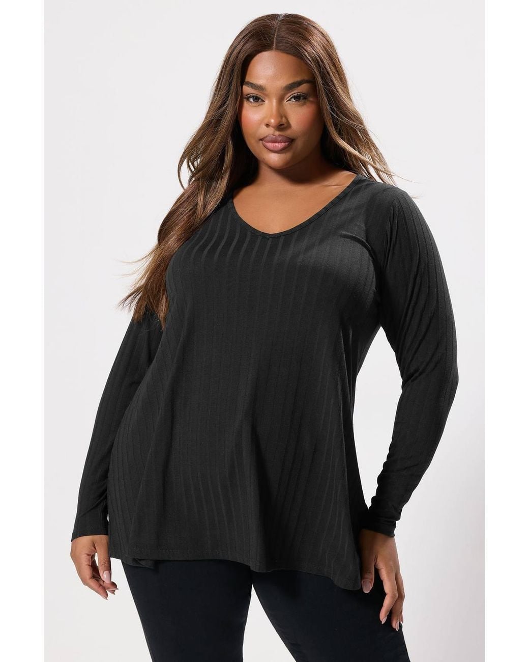 Yours Black Ribbed Swing T-Shirt