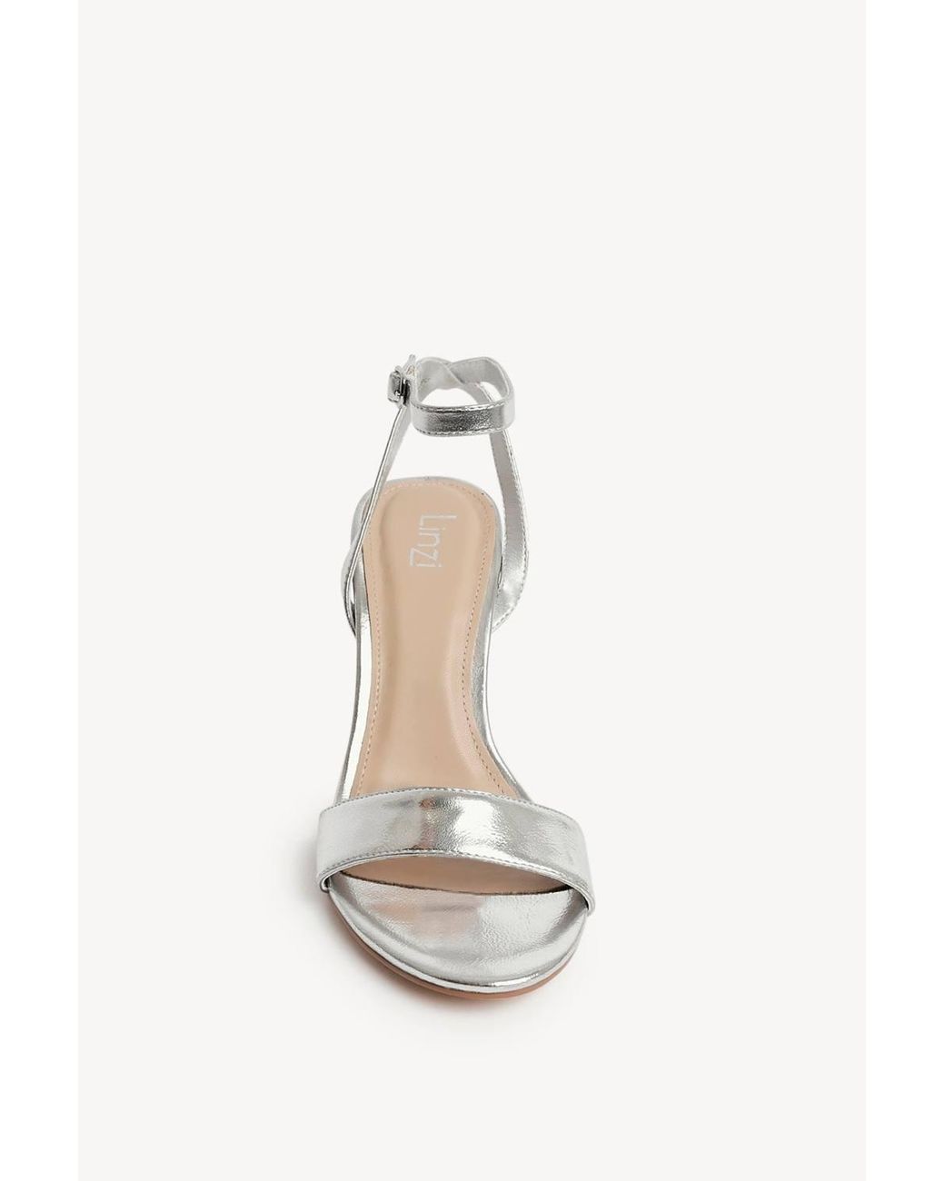 Linzi White Trance Faux Leather Block Heel