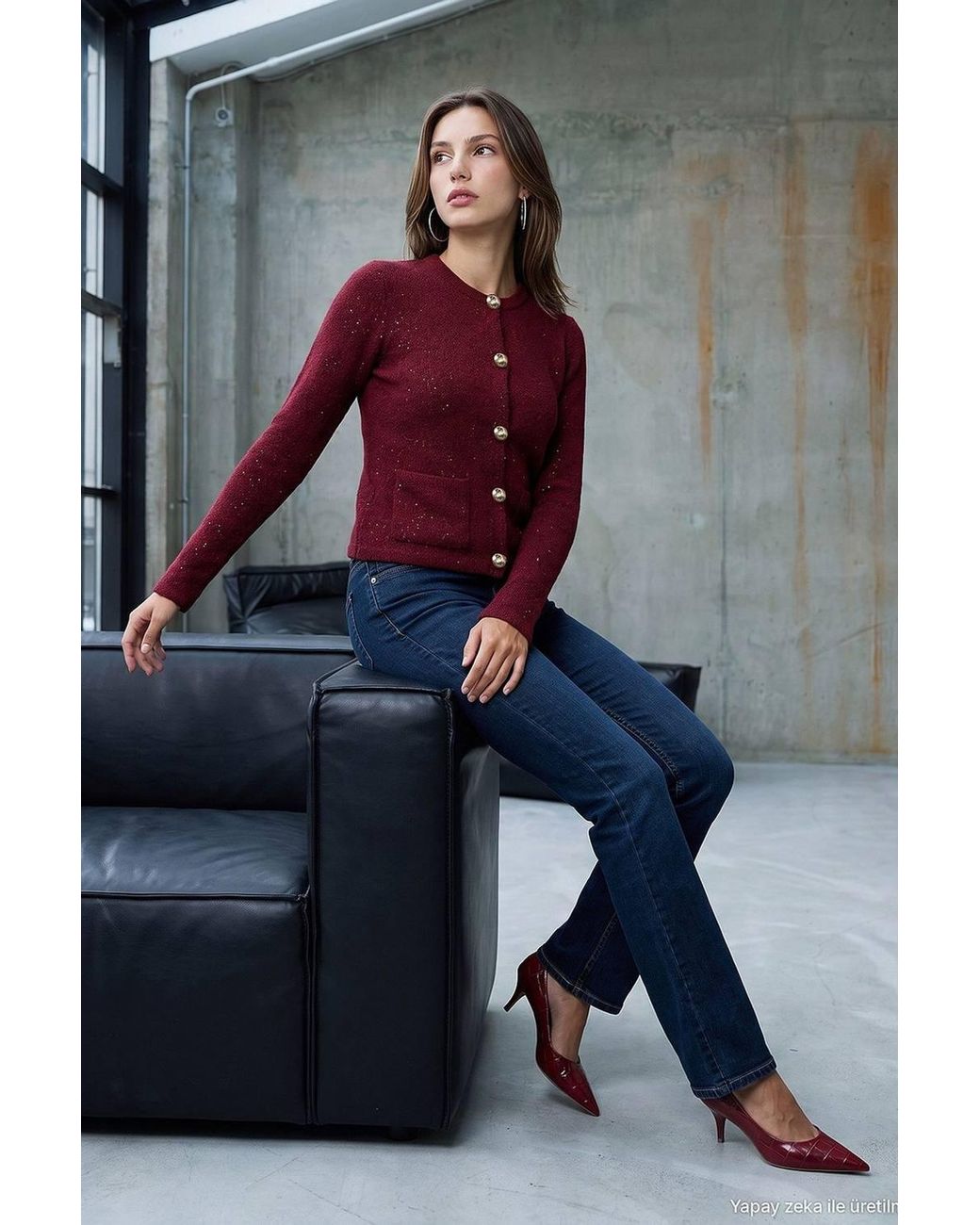 Dilvin Red Knit Cardigan