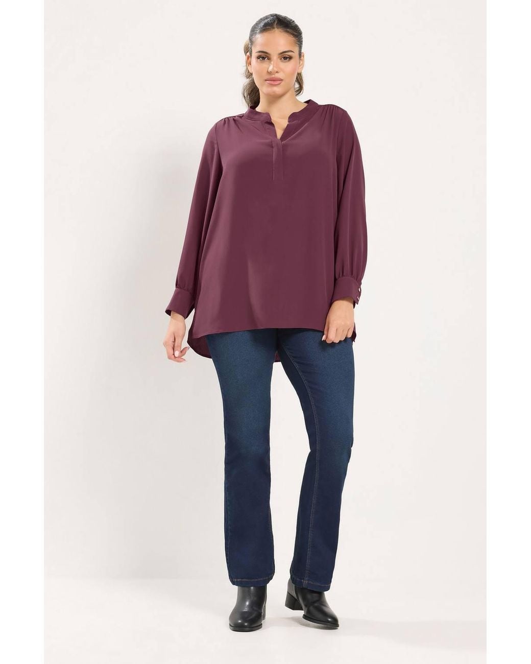 Yours Purple Half Placket Blouse