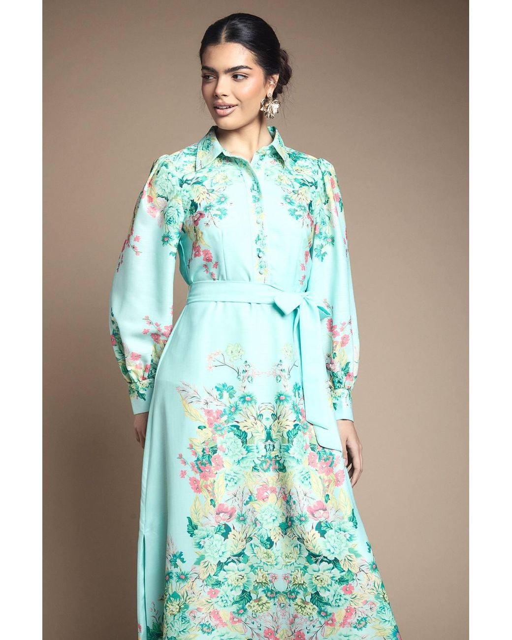 Wallis Green Summer Floral Western Shirt Dress