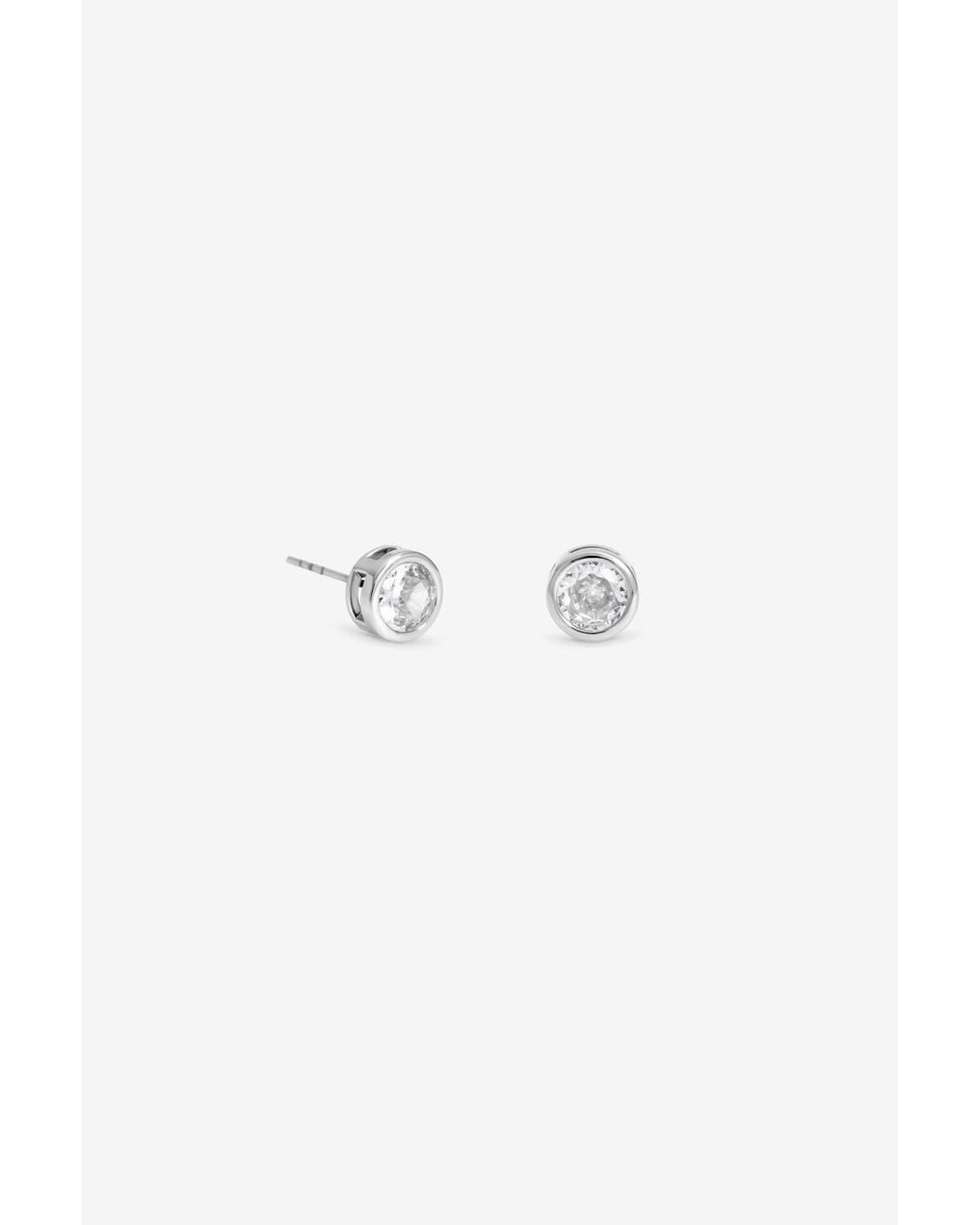 Jon Richard Metallic Rhodium Plated & Crystal Medium Bezel Stud Earrings
