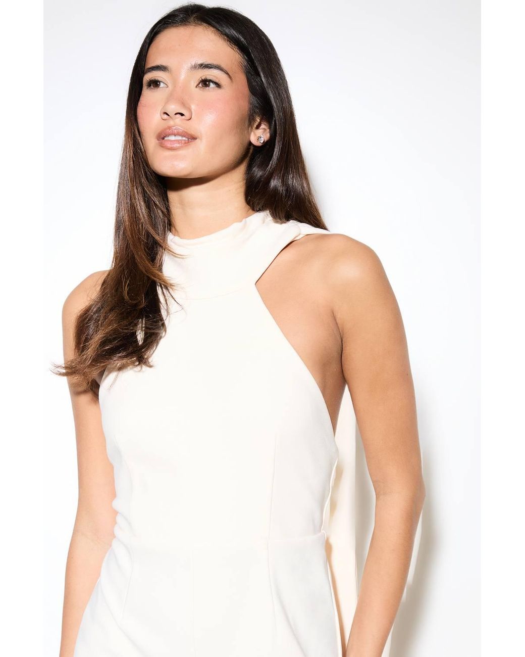 MissPap White Scarf Detail High Neck Jumpsuit