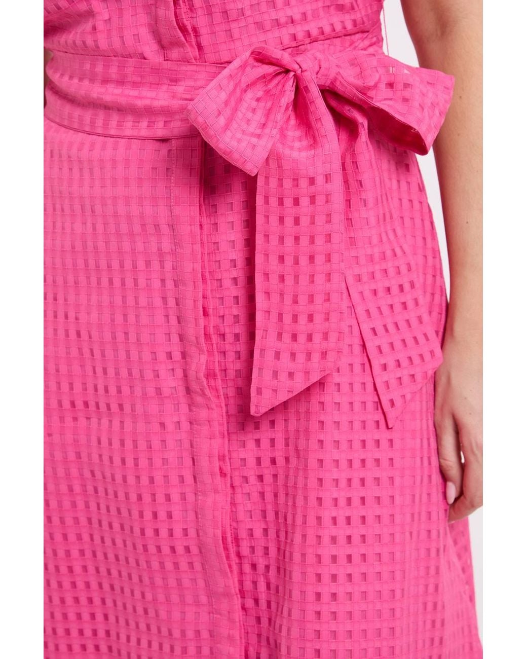 Wallis Pink Sleeveless Check Organza Shirt Dress