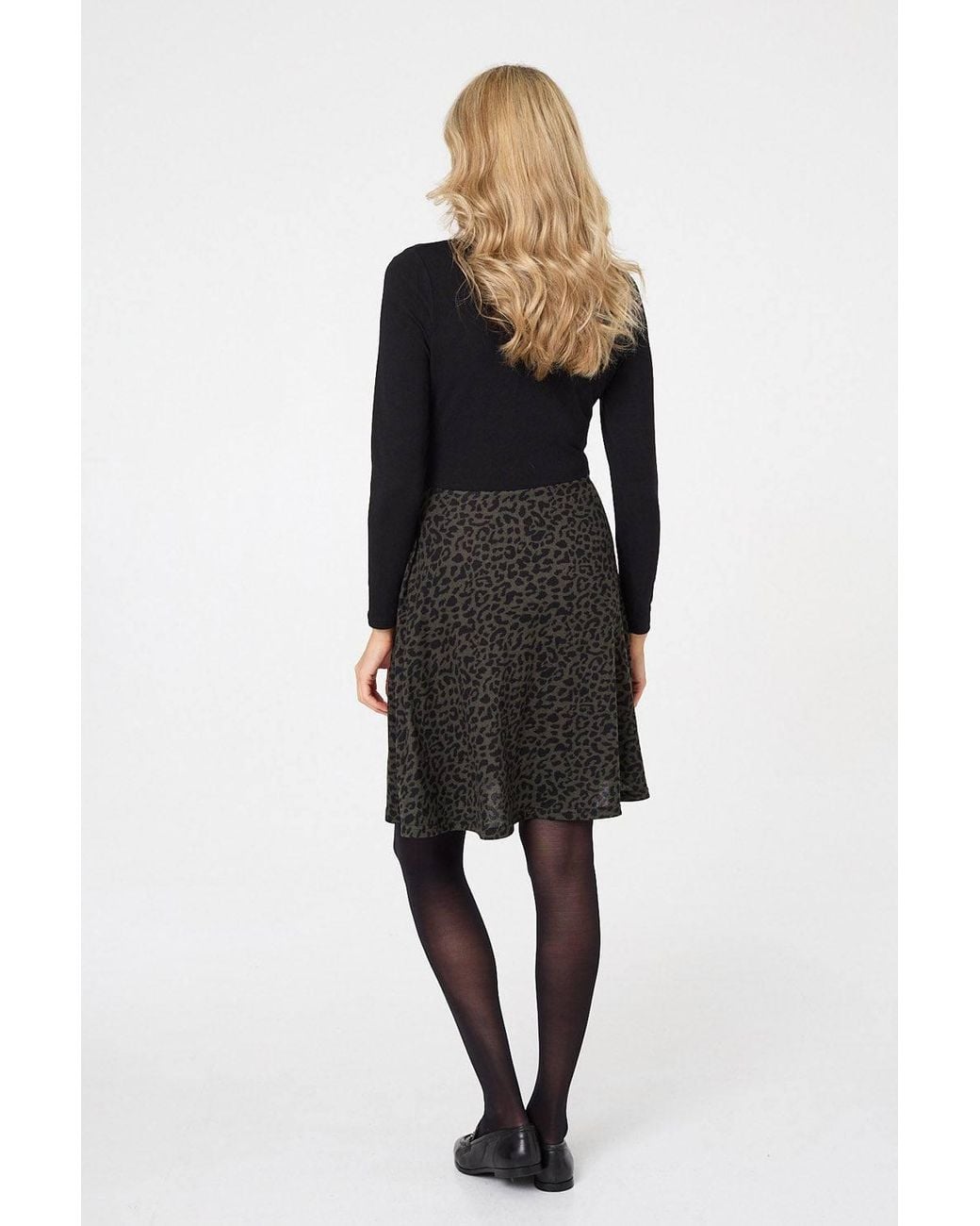 Izabel London Black Animal Print V-Neck Short Skater Dress
