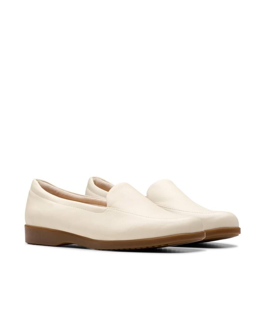 Clarks White Georgia Cream Leather Slip Ons