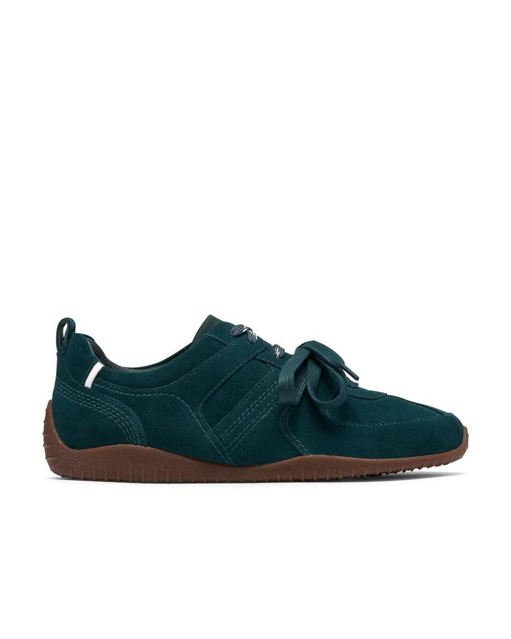Clarks Green Meridor Lace Suede Trainers, Lace Up