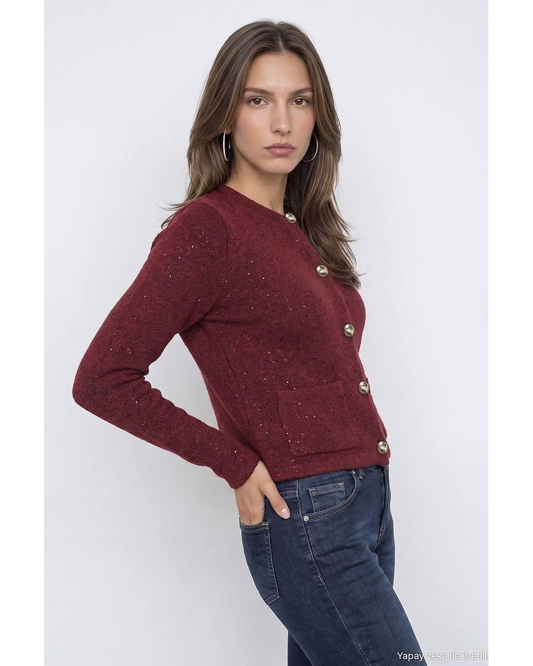 Dilvin Red Knit Cardigan