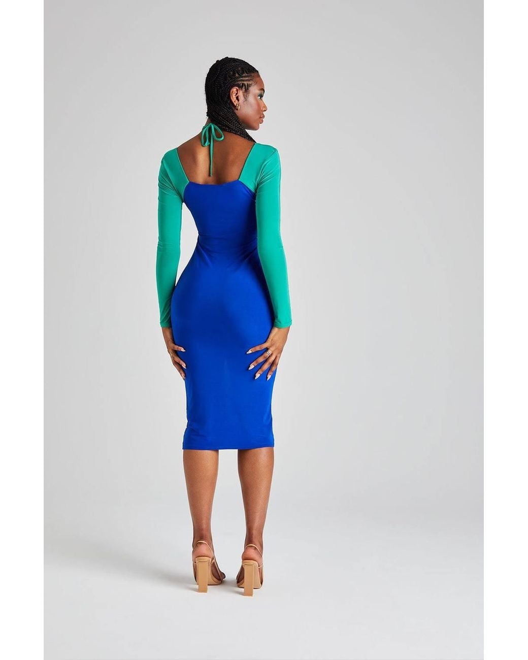 Urban Bliss Blue Colour Block Midi Dress