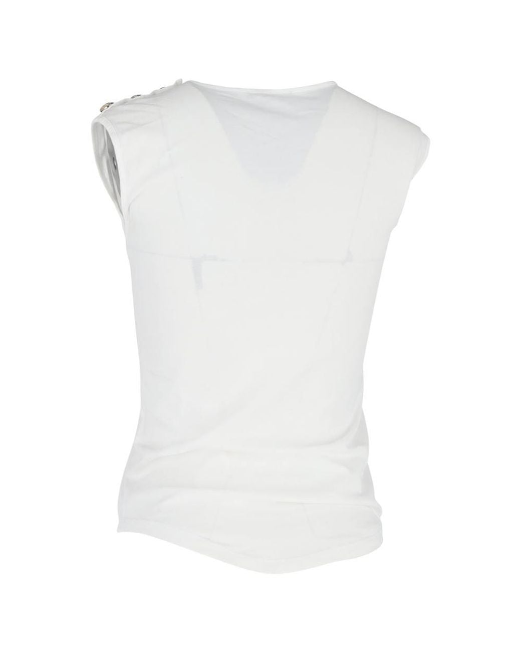Balmain White Preloved Logo Print Tank Top