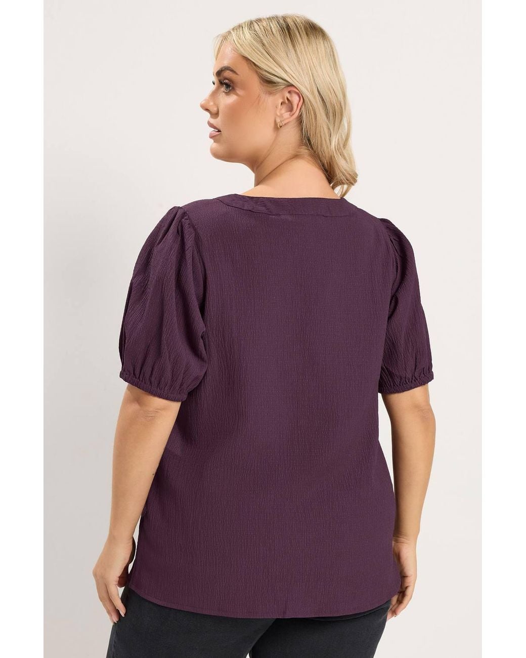 Yours Purple Button Textured Blouse