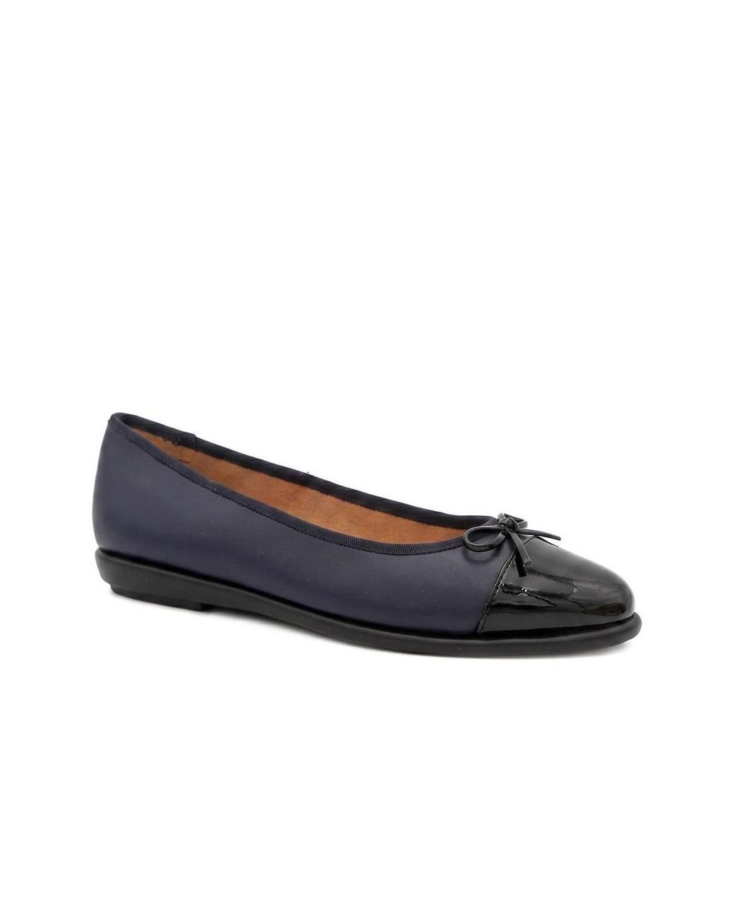 Pavers Blue Bow Detailed Faux Suede Flat Ballet Pumps