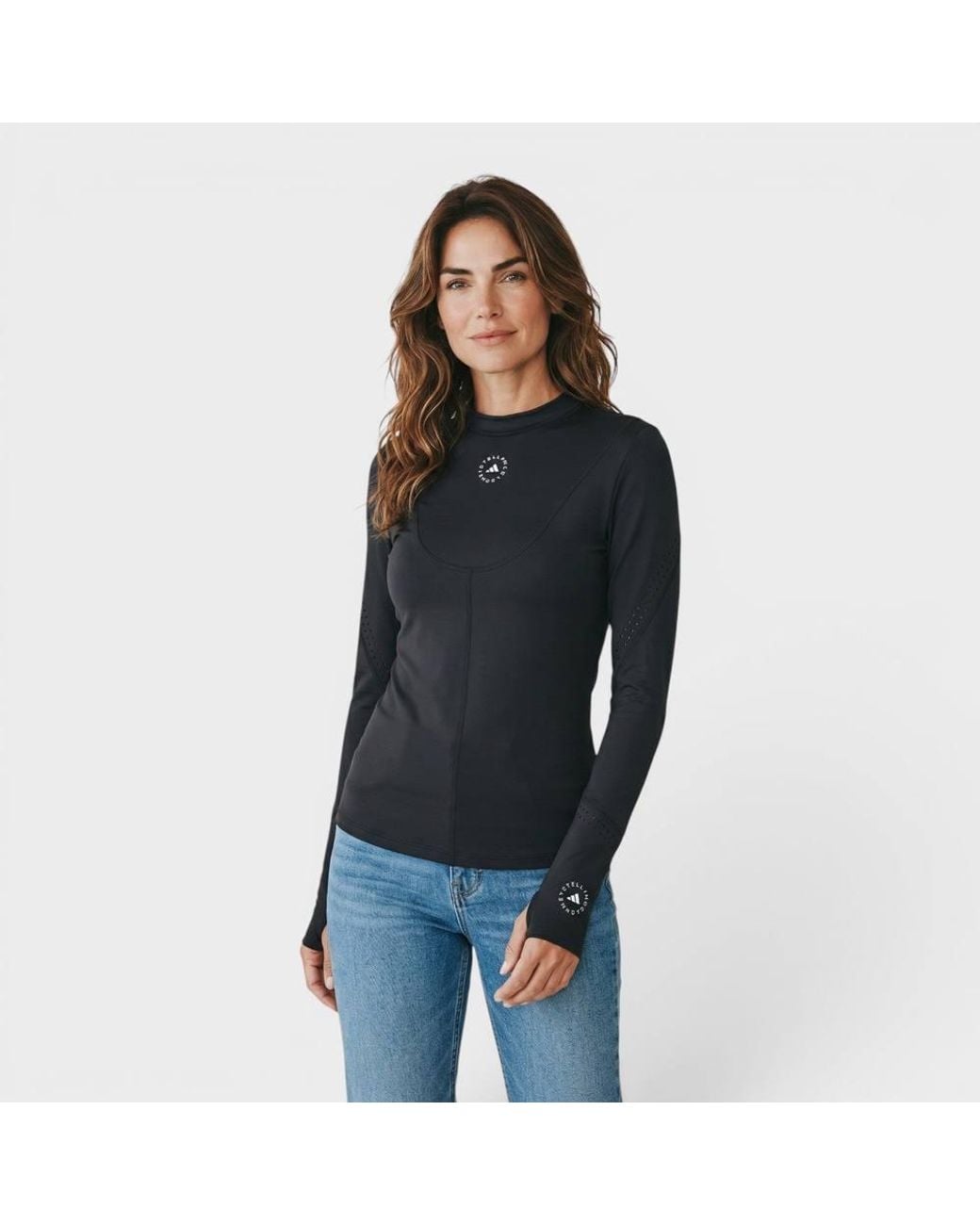 Stella McCartney Blue Adidas Long Sleeved Logo Top