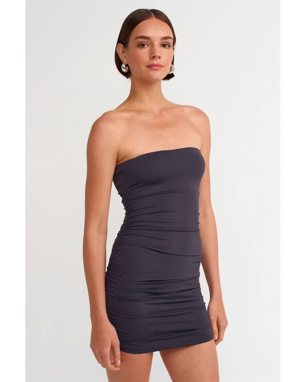 Dilvin Blue Strapless Bodycon Mini Dress