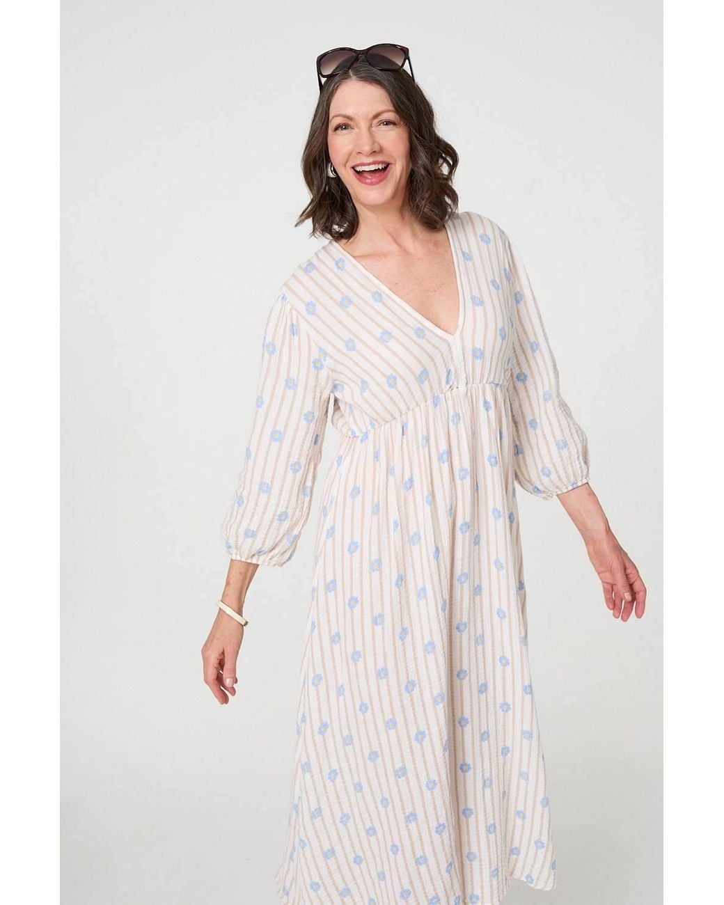 Izabel London Pink Striped Long Sleeve Empire Maxi Dress
