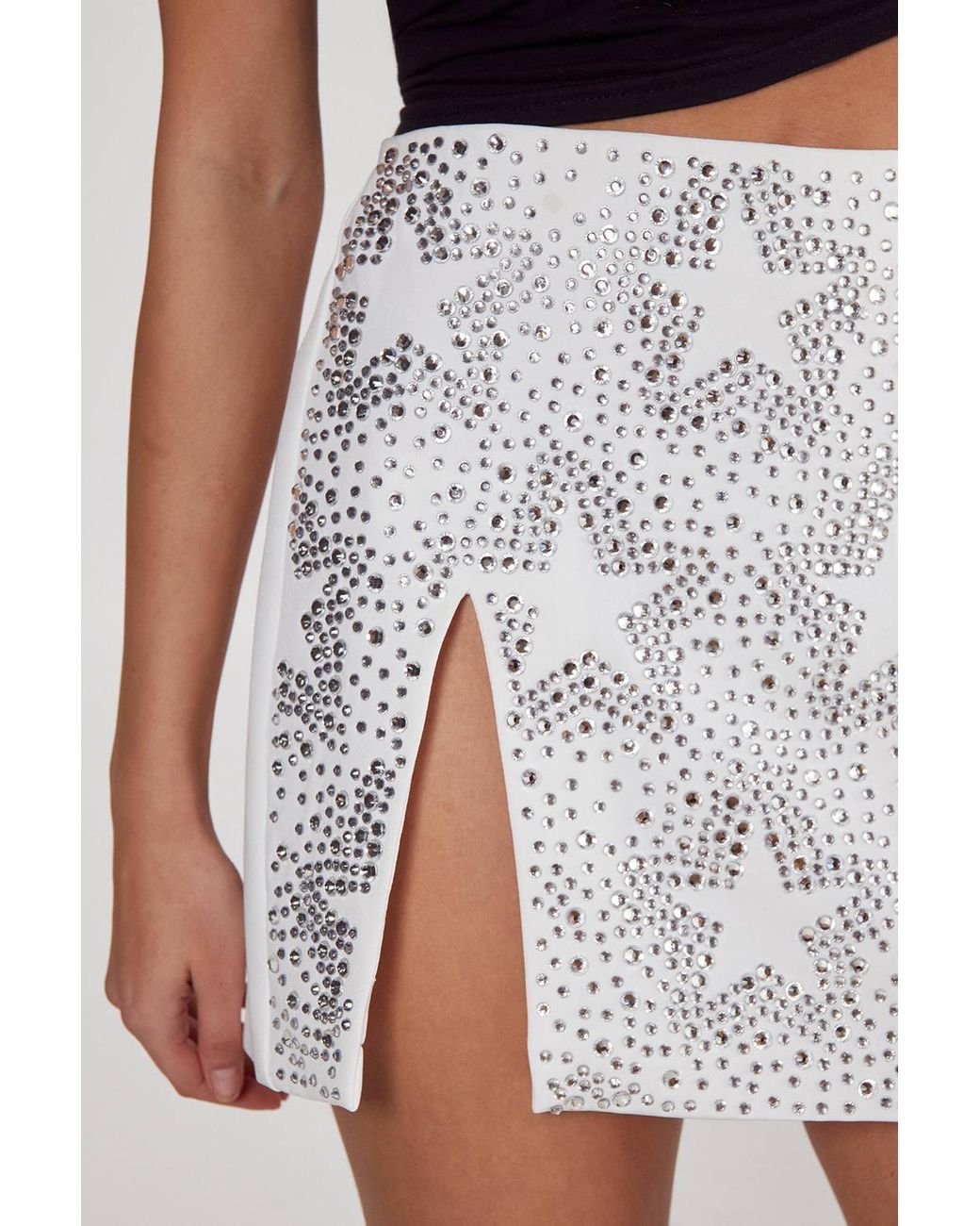 Nasty Gal White Star Diamante Detail Skirt