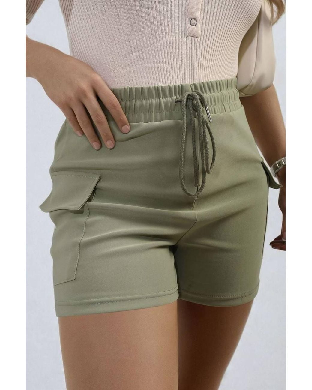 IKRUSH Black Dulce Elastic Waist Drawstring Pocket Detail Shorts