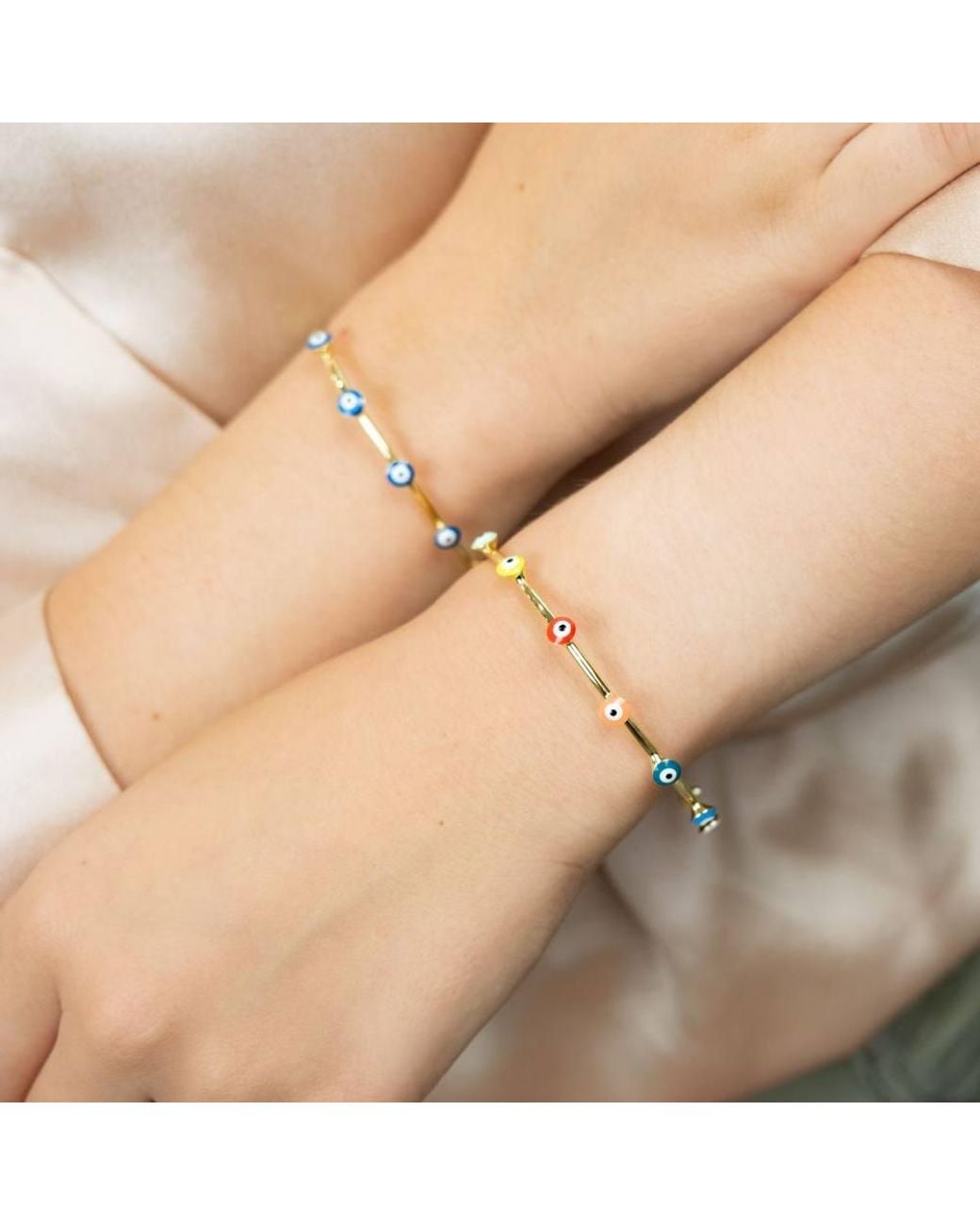 The Colourful Aura Metallic Turkish Evil Eye Adjustable Boho Geometric Open Bracelet Bangle