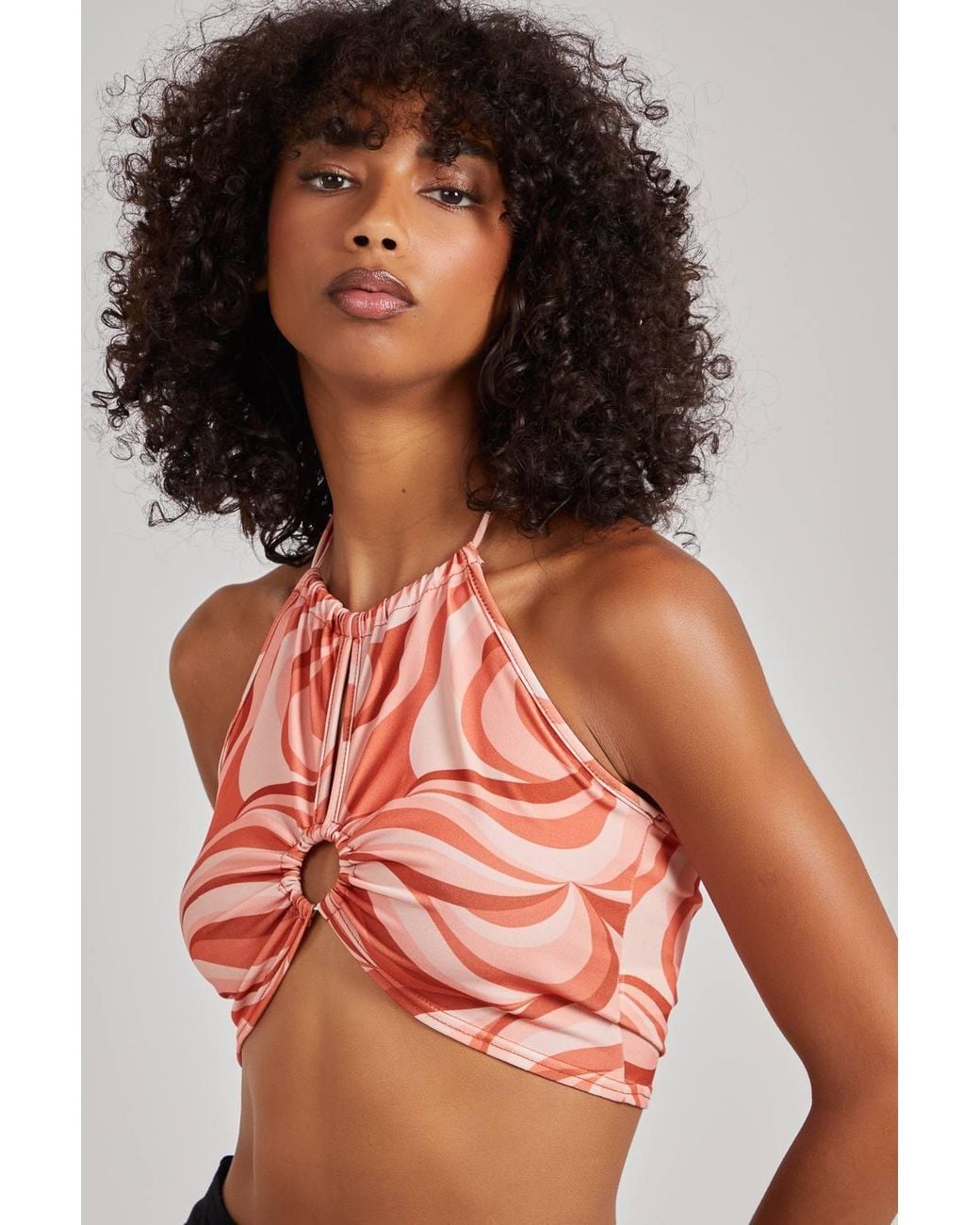 Pink Vanilla Red Swirl Print Halterneck Top