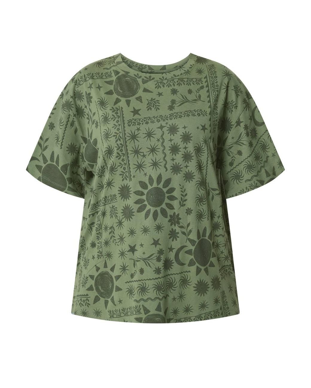 Yours Green Summer Print Boxy T-Shirt