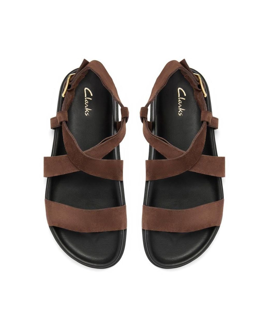 Clarks Brown Zarlea Strap Suede Flat Sandals
