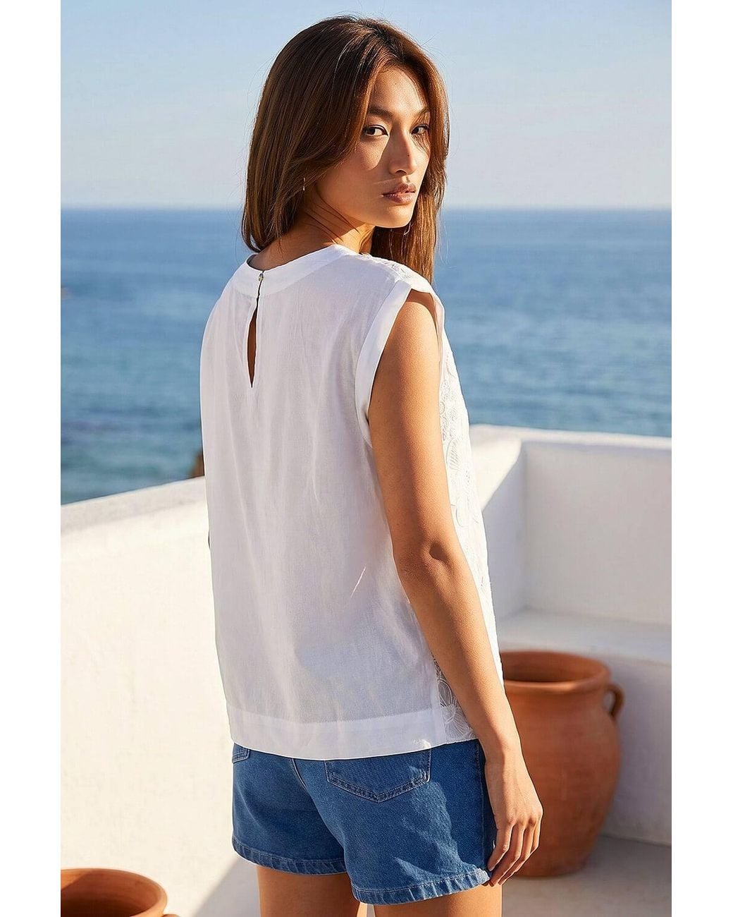 Roman Gray Floral Embroidered Top