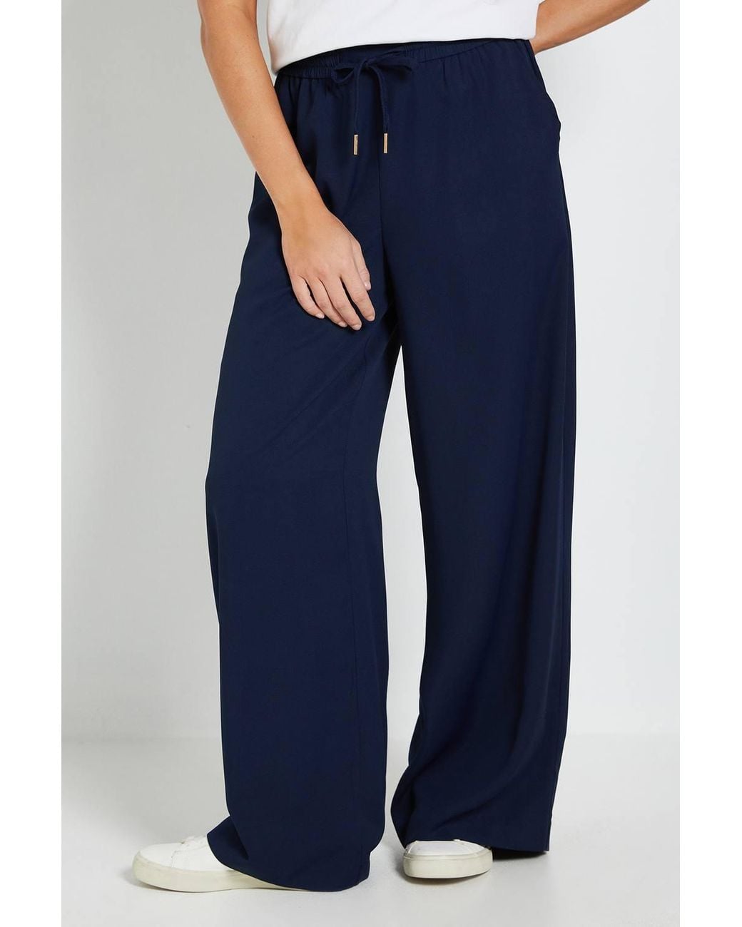 Dorothy Perkins Blue Tie Waist Wide Leg Trouser