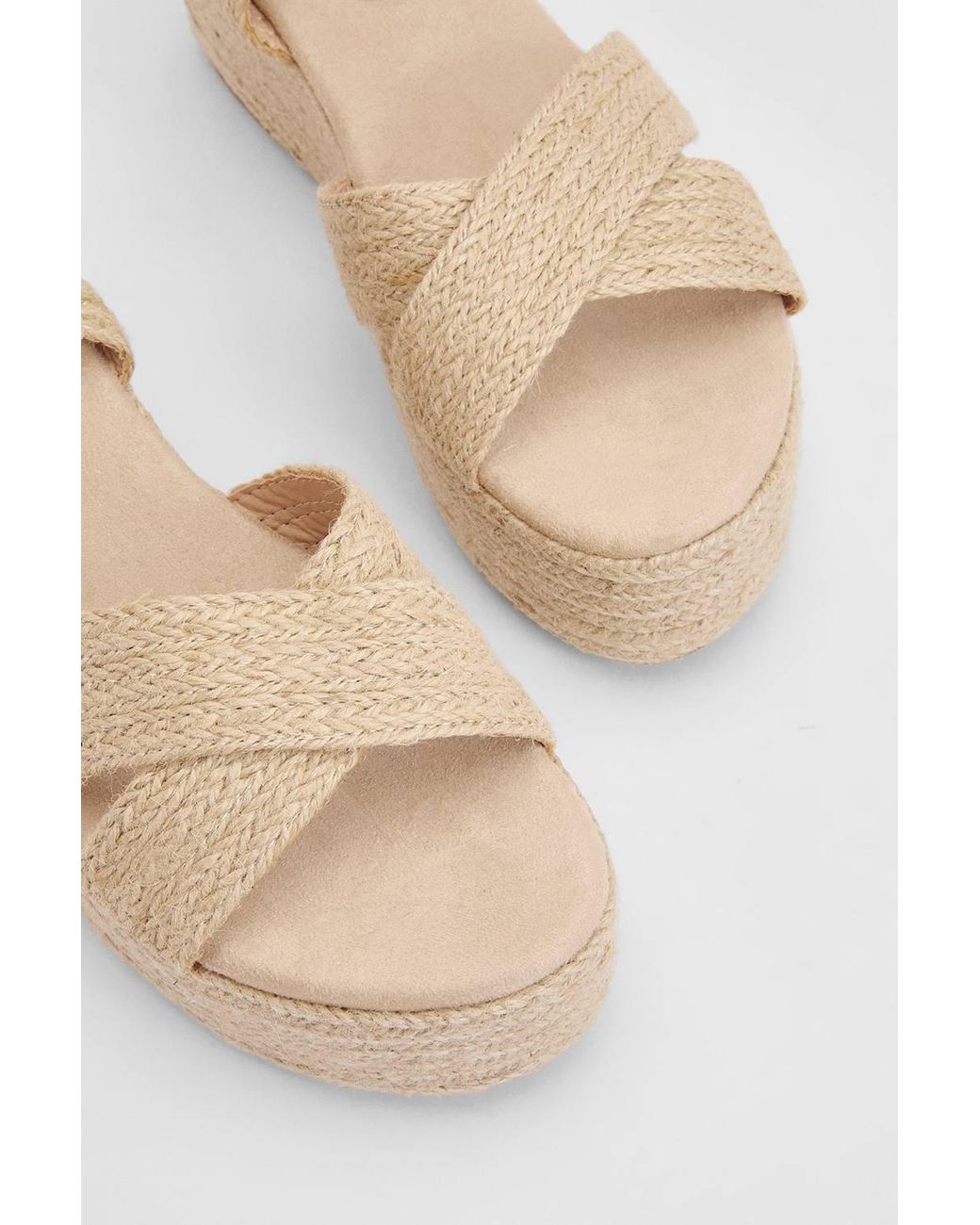 Dorothy Perkins Brown Faith: Olivia Open Toe Platform Espadrille Wedge Sandals